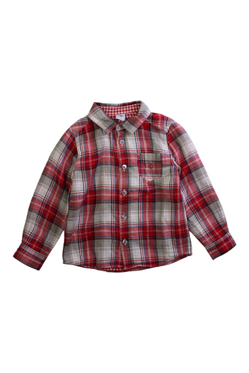 A Red Long Sleeve Shirts from Petit Bateau in size 6T for boy. (Front View)