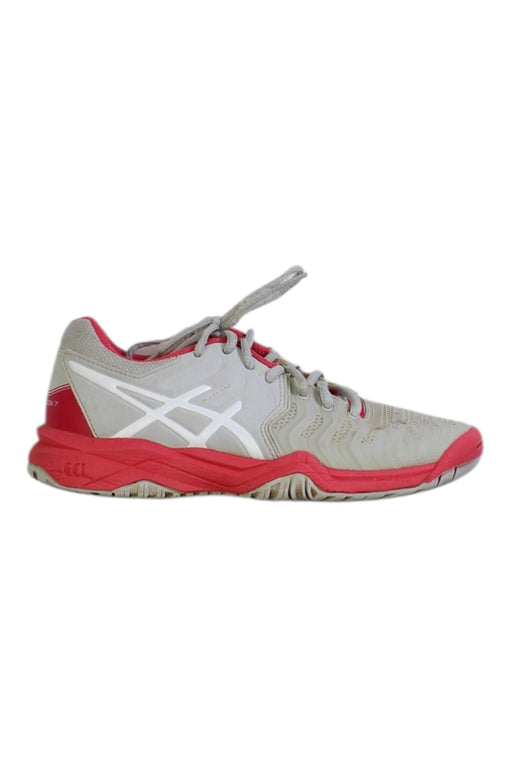 A Red Sneakers from ASICS in size 7Y for girl. (Front View)