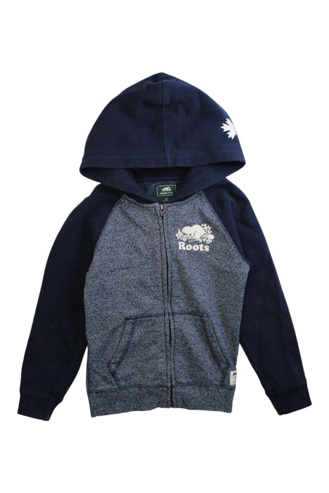 A Navy Zippered Sweatshirts from Roots in size 5T for neutral. (Front View)