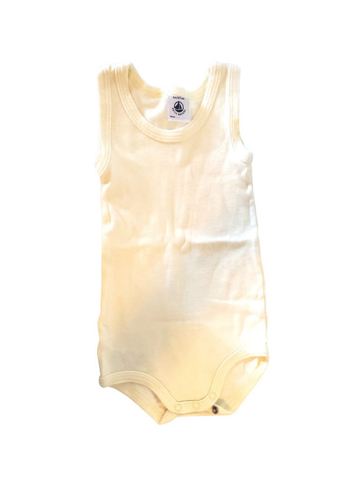 A Yellow Sleeveless Bodysuits from Petit Bateau in size 6-12M for neutral. (Front View)
