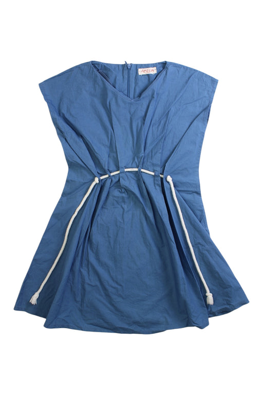 A Blue Sleeveless Dresses from Amelia Milano in size 6T for girl. (Front View)