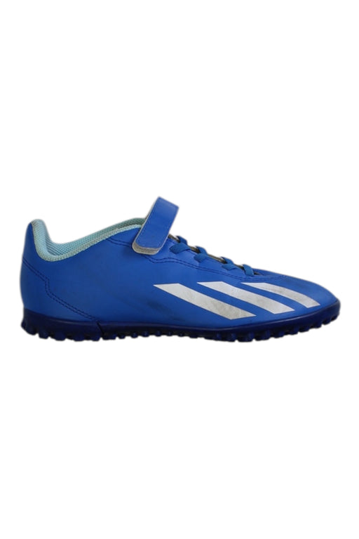 A Blue Cleats/Soccer Shoes from Adidas in size 10Y for boy. (Front View)