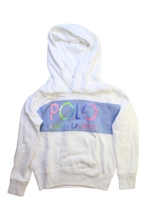 A White Hooded Sweatshirts from Polo Ralph Lauren in size 7Y for girl. (Front View)