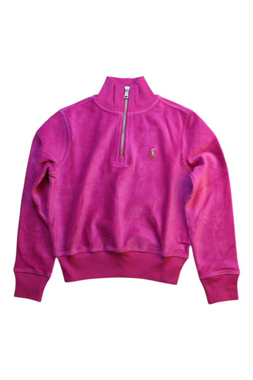 A Pink Zippered Sweatshirts from Polo Ralph Lauren in size 7Y for girl. (Front View)