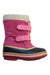 A Pink Winter Boots from Sorel in size 5T for girl. (Front View)