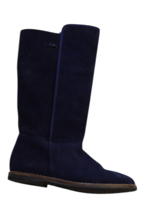 A Navy Winter Boots from Jacadi in size 5T for girl. (Front View)
