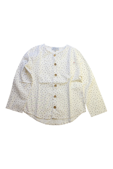 A White Long Sleeve Shirts from Petite Lucette in size 6T for girl. (Front View)