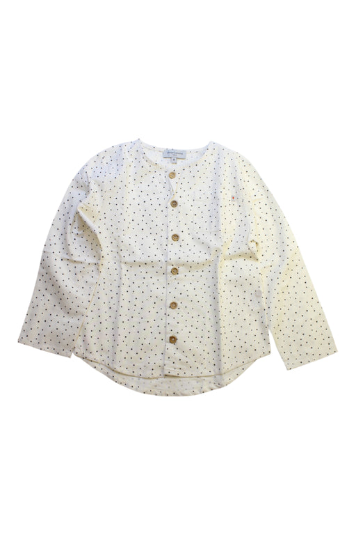 A White Long Sleeve Shirts from Petite Lucette in size 6T for girl. (Front View)