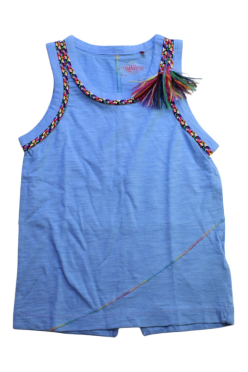 A Blue Sleeveless Tops from Oilily in size 7Y for girl. (Front View)