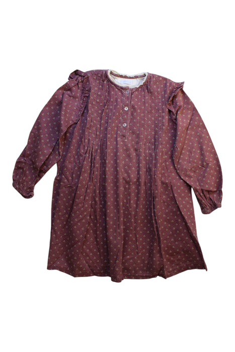 A Burgundy Long Sleeve Dresses from Laranjinha in size 5T for girl. (Front View)