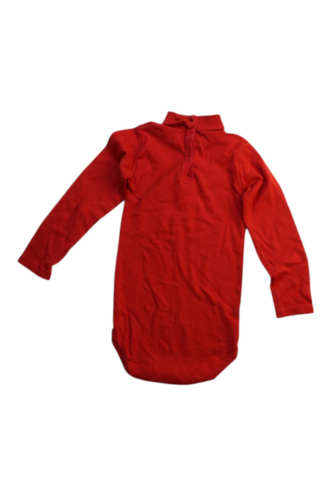 A Red Long Sleeve Bodysuits from Petit Bateau in size 3T for girl. (Back View)
