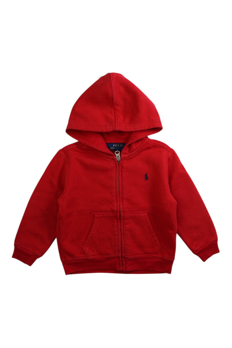 A Red Hooded Sweatshirts from Polo Ralph Lauren in size 2T for boy. (Front View)