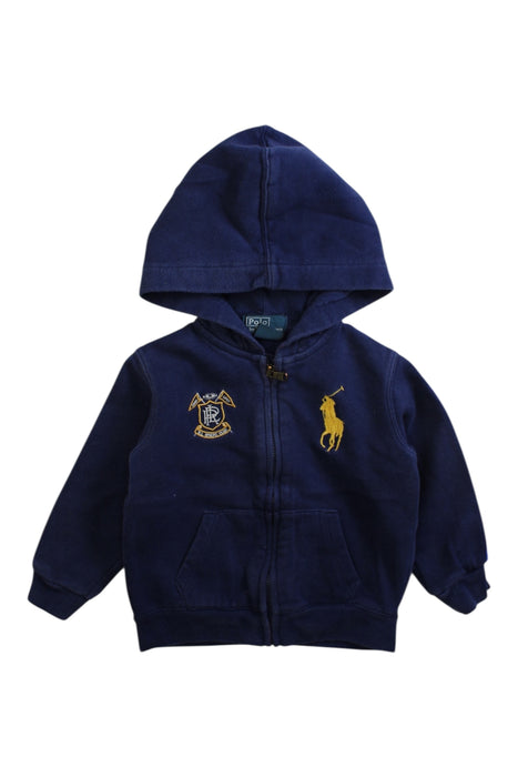 A Navy Zippered Sweatshirts from Polo Ralph Lauren in size 12-18M for boy. (Front View)