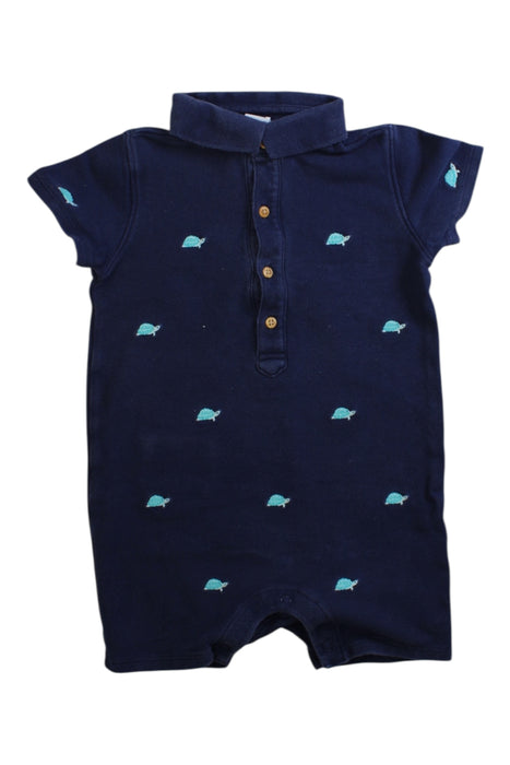 A Navy Short Sleeve Rompers from Janie & Jack in size 12-18M for boy. (Front View)