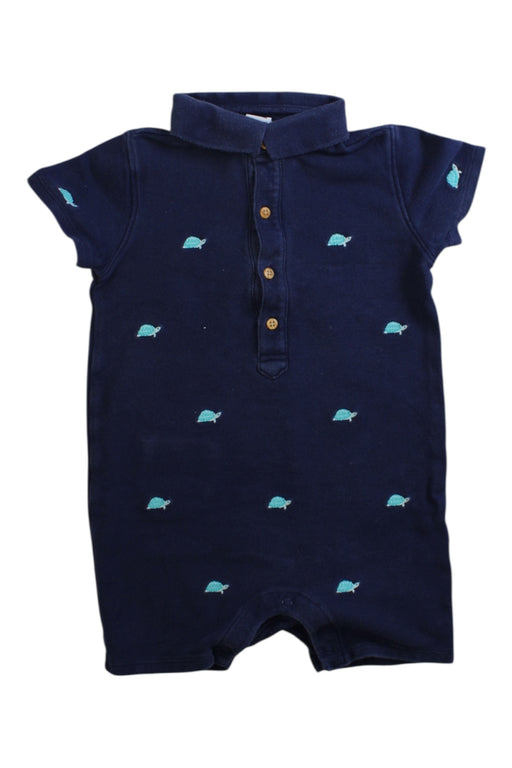 A Navy Short Sleeve Rompers from Janie & Jack in size 12-18M for boy. (Front View)