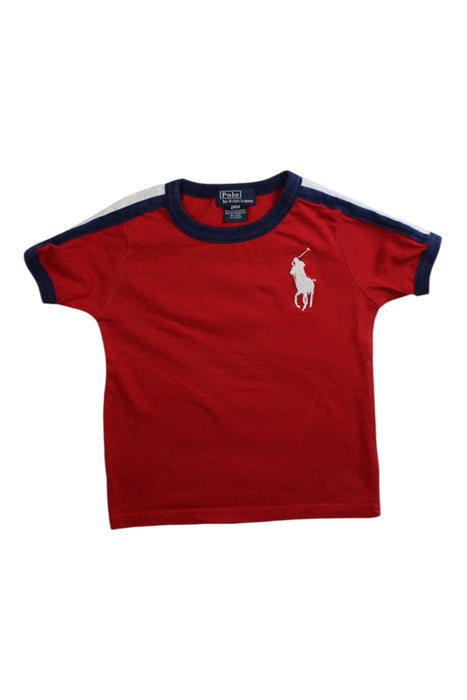 A Red Short Sleeve T Shirts from Polo Ralph Lauren in size 2T for boy. (Front View)