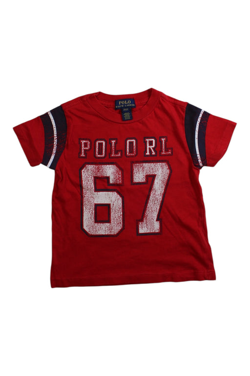 A Red Short Sleeve T Shirts from Polo Ralph Lauren in size 2T for boy. (Front View)