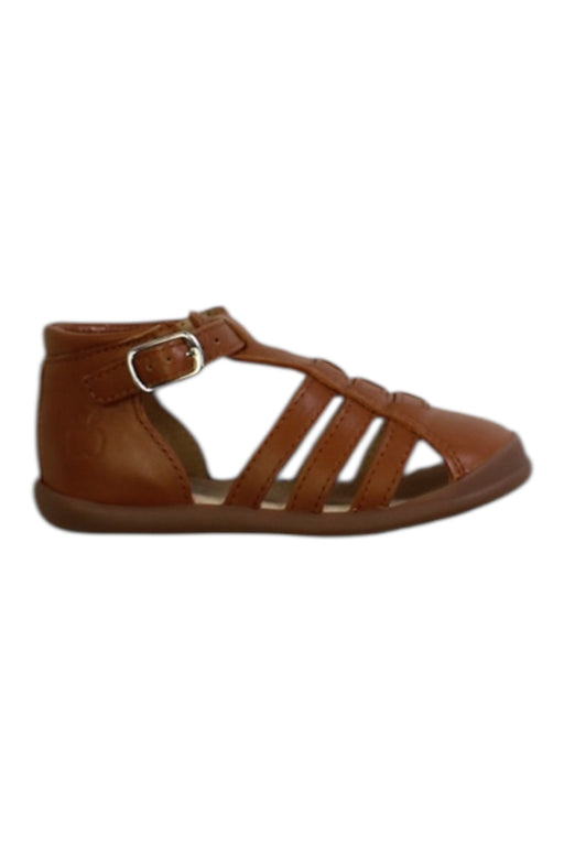 A Brown Sandals from Pom d’Api in size 12-18M for girl. (Front View)