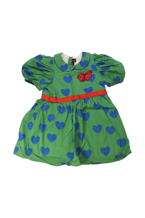 A Green Short Sleeve Dresses from Mini Rodini in size 2T for girl. (Front View)