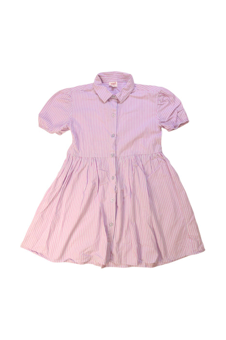 A Pink Short Sleeve Dresses from Seed in size 6T for girl. (Front View)