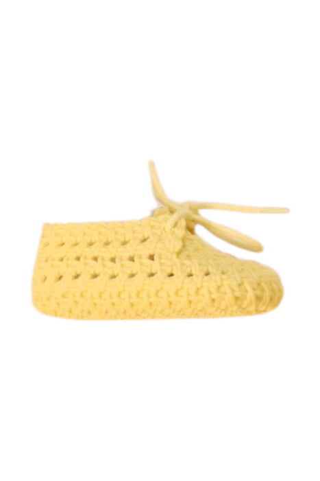 A Yellow Booties from Mini Melissa in size 3-6M for girl. (Front View)