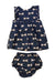 A Navy Shorts Sets from Jacadi in size 3-6M for girl. (Front View)