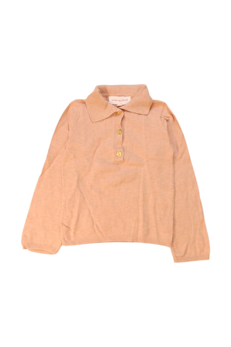 A Beige Long Sleeve Polos from Excuse My French in size 2T for girl. (Front View)
