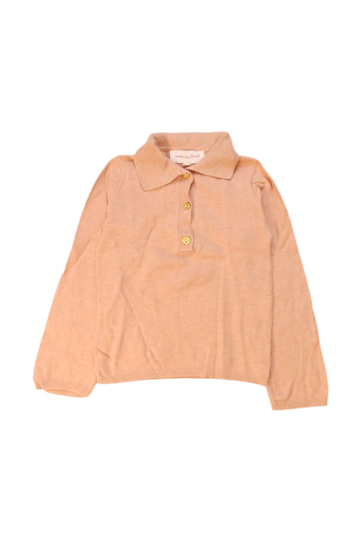 A Beige Long Sleeve Polos from Excuse My French in size 2T for girl. (Front View)