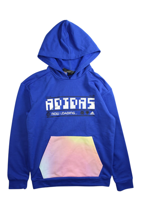 A Blue Hooded Sweatshirts from Adidas in size 11Y for girl. (Front View)