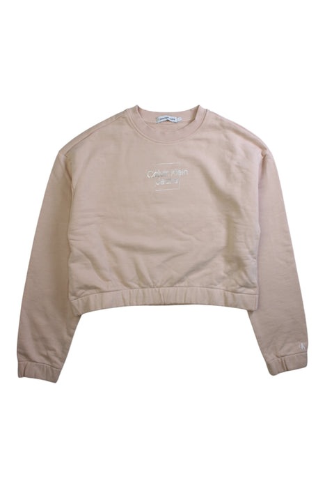 A Beige Crewneck Sweatshirts from Calvin Klein in size 10Y for girl. (Front View)