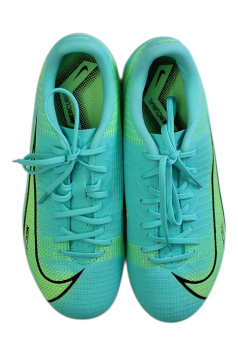A Teal Cleats/Soccer Shoes from Nike in size 12Y for boy. (Back View)