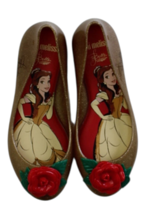 A Gold Flats from Mini Melissa in size 5T for girl. (Back View)