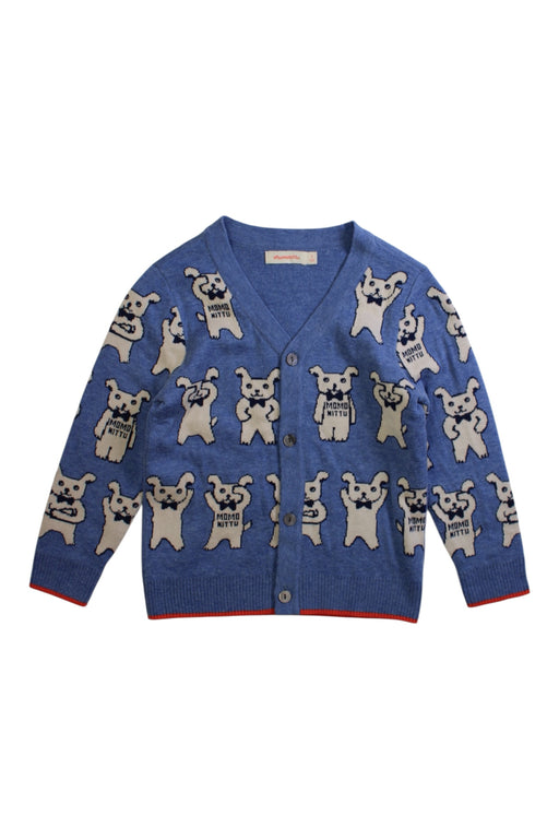 A Blue Cardigans from Momonittu in size 4T for girl. (Front View)
