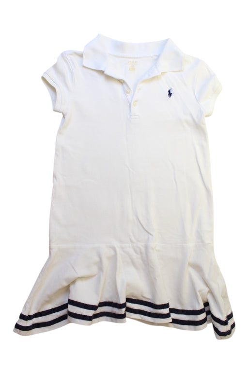 A White Short Sleeve Dresses from Polo Ralph Lauren in size 6T for girl. (Front View)
