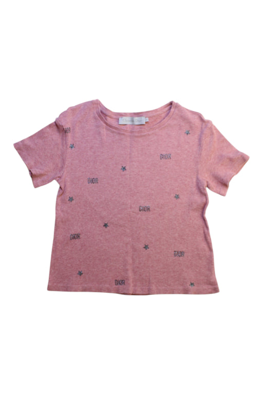 A Pink Short Sleeve T Shirts from Dior in size 6T for girl. (Front View)