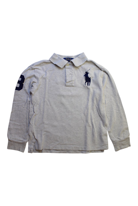 A Grey Long Sleeve Polos from Polo Ralph Lauren in size 8Y for boy. (Front View)