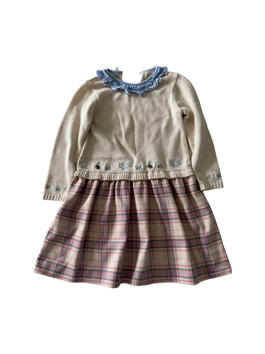 A Beige Long Sleeve Dresses from Chickeeduck in size 6T for girl. (Front View)