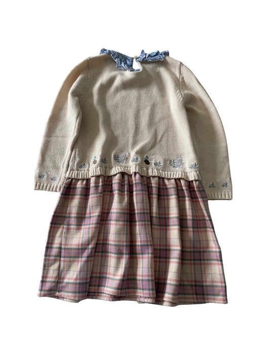 A Beige Long Sleeve Dresses from Chickeeduck in size 6T for girl. (Back View)