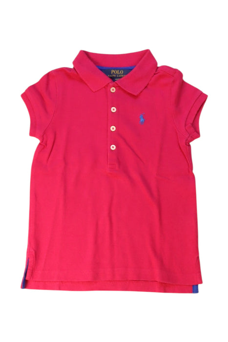 A Pink Short Sleeve Polos from Polo Ralph Lauren in size 4T for girl. (Front View)