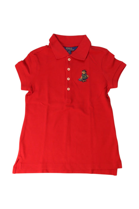 A Red Short Sleeve Polos from Polo Ralph Lauren in size 7Y for girl. (Front View)