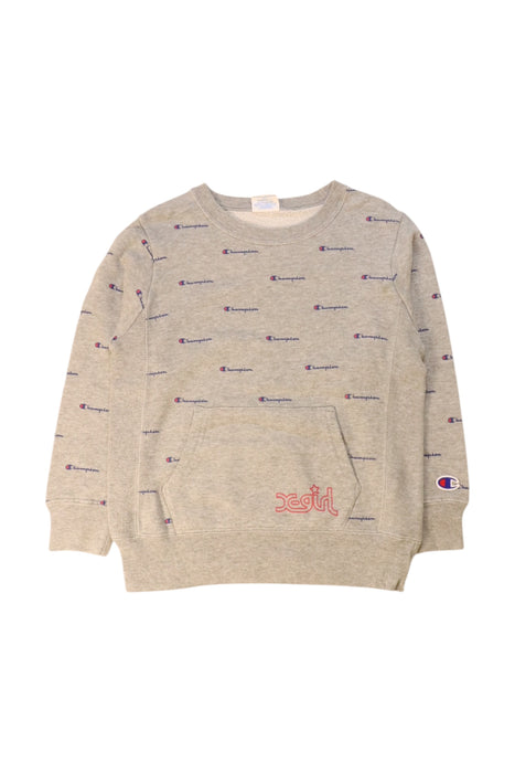 A Grey Crewneck Sweatshirts from Champion in size 4T for girl. (Front View)