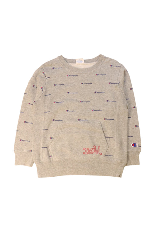 A Grey Crewneck Sweatshirts from Champion in size 4T for girl. (Front View)