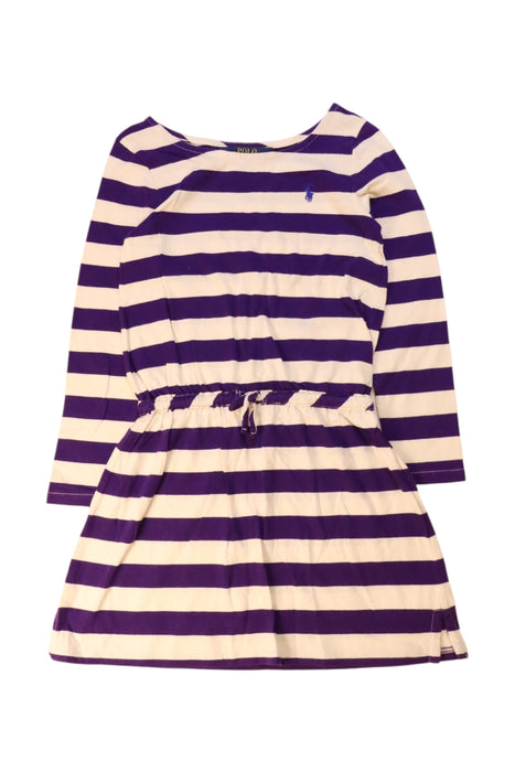 A Purple Long Sleeve Dresses from Polo Ralph Lauren in size 5T for girl. (Front View)