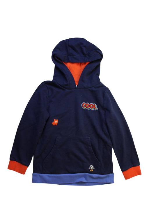 A Navy Hooded Sweatshirts from Momonittu in size 5T for boy. (Front View)