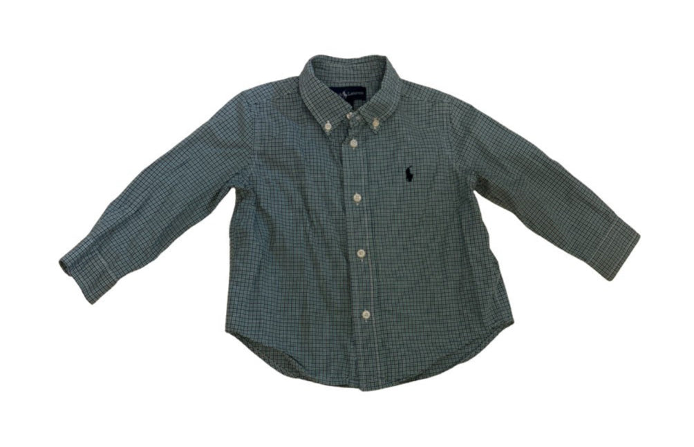 A Green Long Sleeve Shirts from Polo Ralph Lauren in size 18-24M for boy. (Front View)