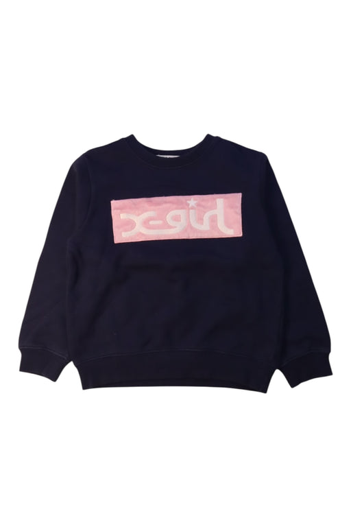 A Navy Crewneck Sweatshirts from X-girl in size 7Y for girl. (Front View)