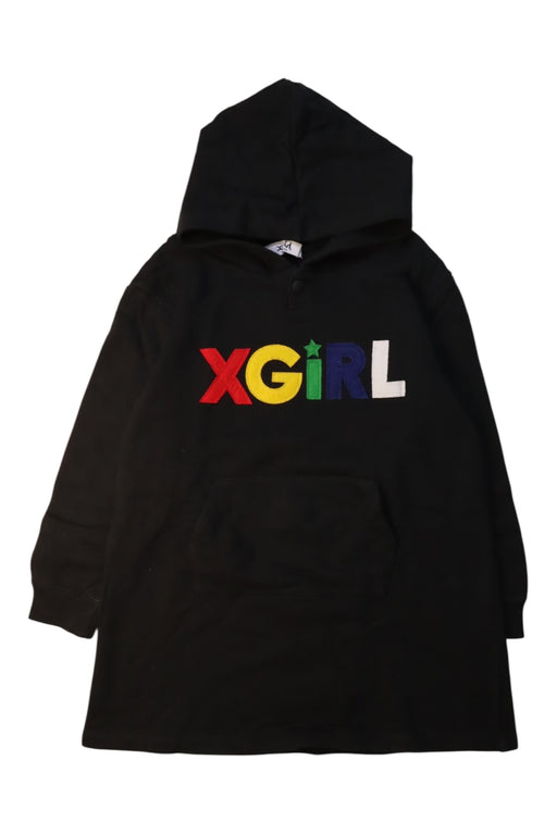 A Black Hooded Sweatshirts from X-girl in size 7Y for girl. (Front View)