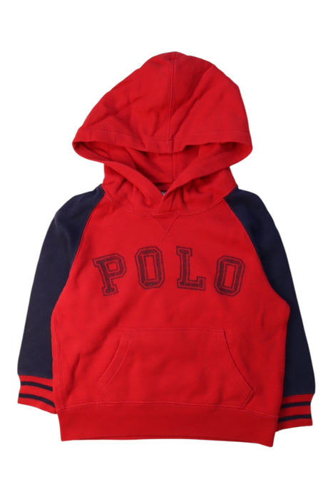 A Red Hooded Sweatshirts from Polo Ralph Lauren in size 3T for boy. (Front View)