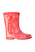 A Pink Rain Boots from Moonstar in size 7Y for girl. (Front View)
