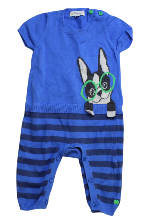 A Blue Short Sleeve Rompers from The Bonnie Mob in size 3-6M for boy. (Front View)